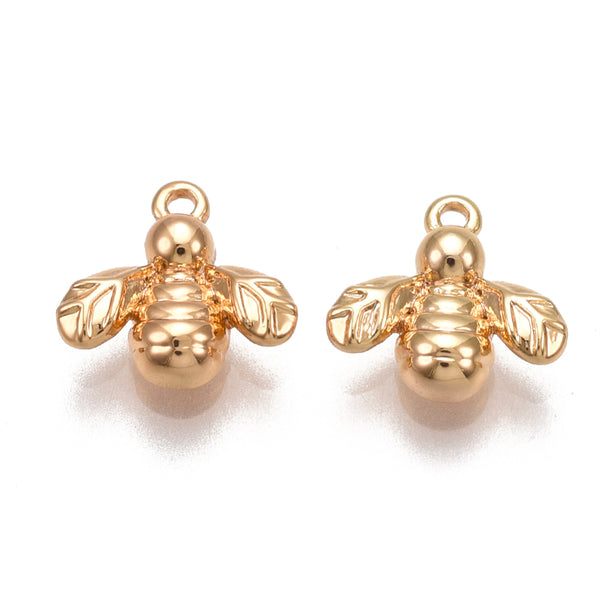 Bee genuine 18K gold plated charm connectors x 6