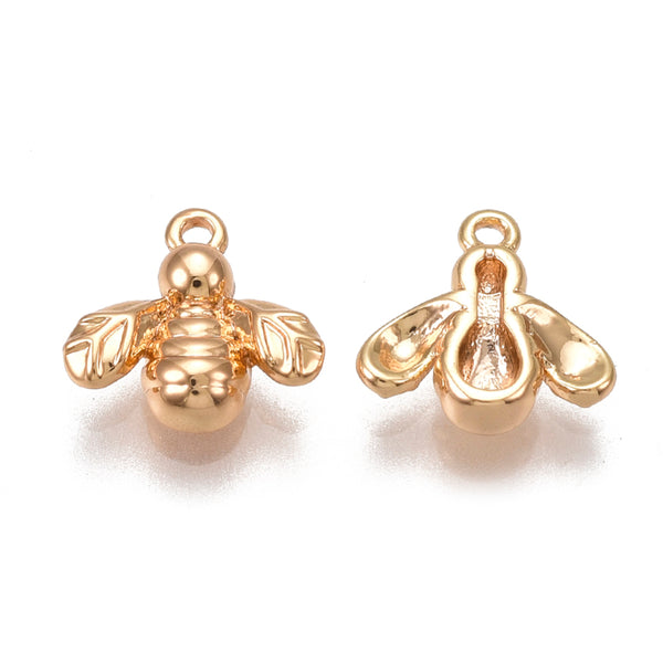 Bee genuine 18K gold plated charm connectors x 6