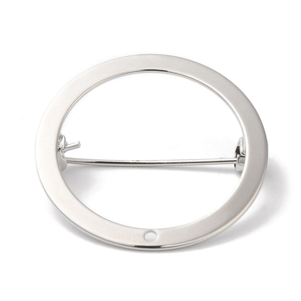 Flat genuine platinum plated round brooch 2.5cm settings x 1 piece
