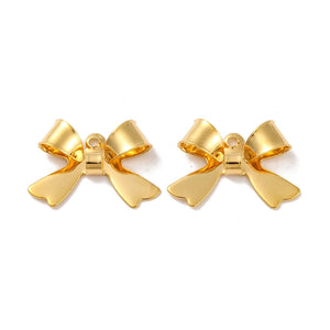 Genuine gold plated bow charms x 6 pieces