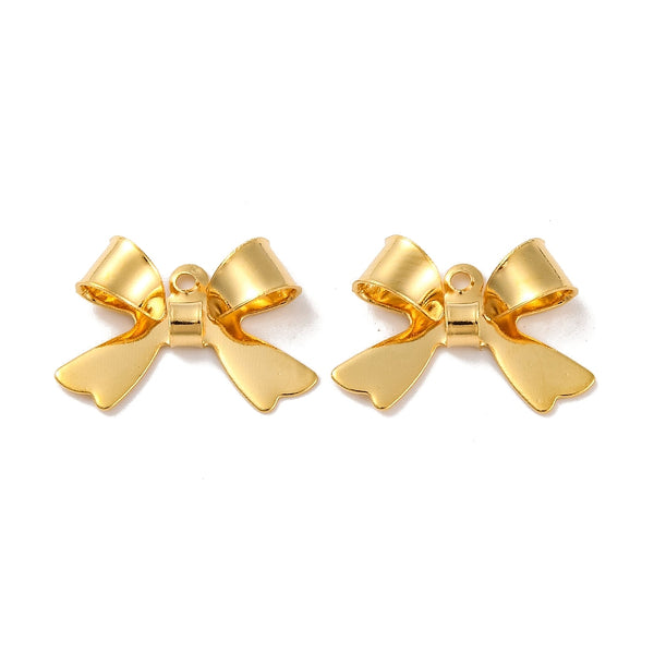 Genuine gold plated bow charms x 6 pieces