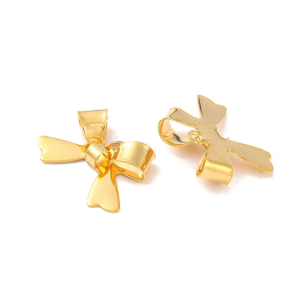 Genuine gold plated bow charms x 6 pieces