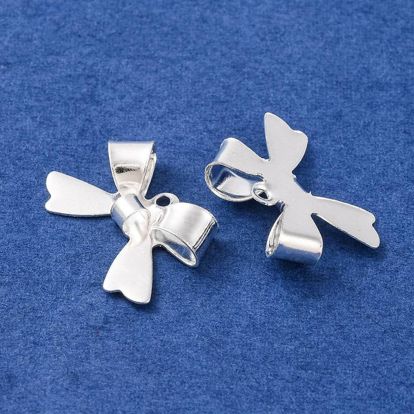 Genuine 925 sterling silver plated bow charms x 6 pieces