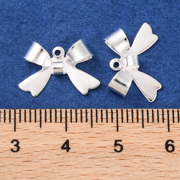 Genuine 925 sterling silver plated bow charms x 6 pieces