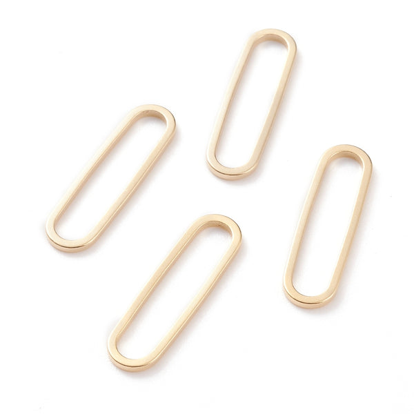 Genuine 24K gold plated long thin oval/capsule charms x 6