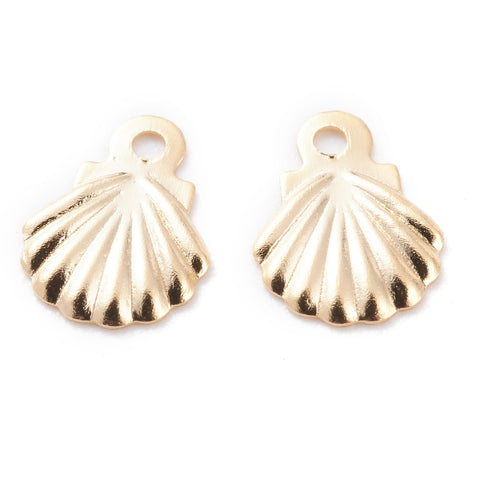 Small24k gold plated Brass shell charms x 8 pieces