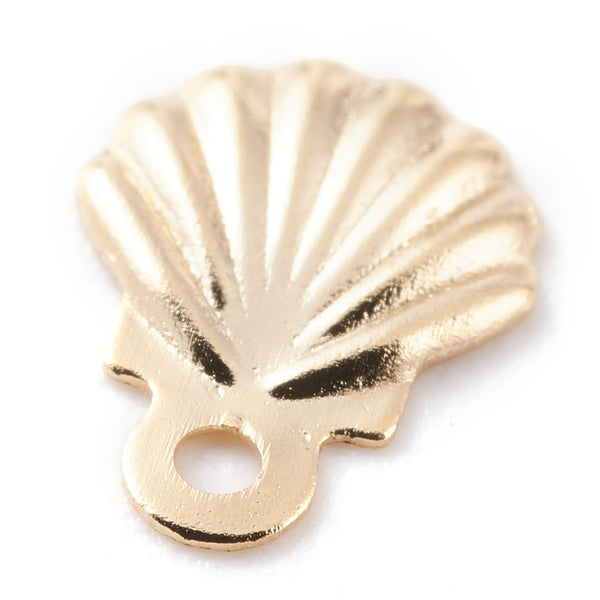 Small24k gold plated Brass shell charms x 8 pieces