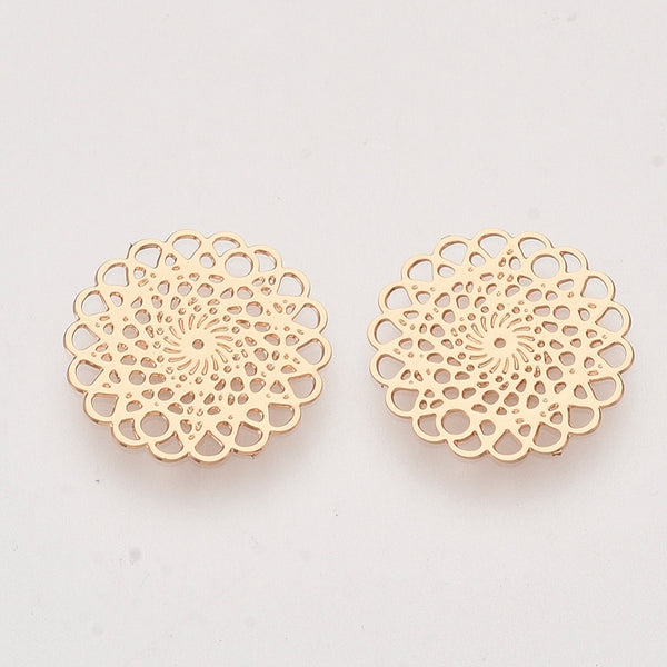 Style 2 - Gold plated flower filigree charm x 10 pieces