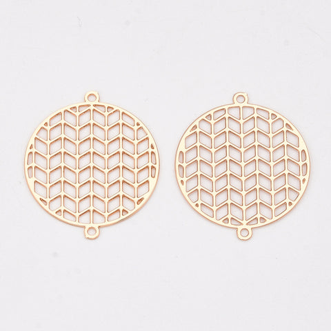 Gold plated chevron pattern double connector charm x 8 pieces