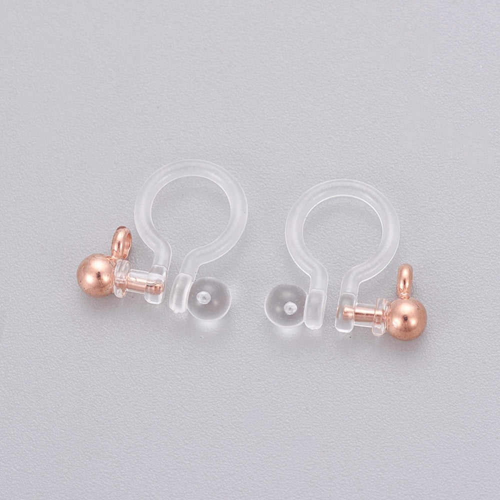Clip on 3.5mm ball 201 rose gold plated stainless steel & plastic finding with loop x 10 pieces