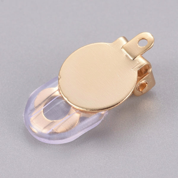 Gold stainless steel clip on base setting bulk pack of x 10 pieces plus silicone pads (20 total)