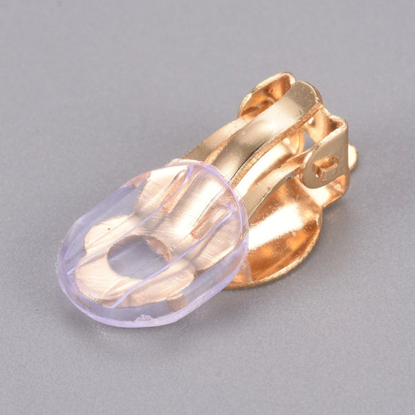 Gold stainless steel clip on base setting bulk pack of x 10 pieces plus silicone pads (20 total)