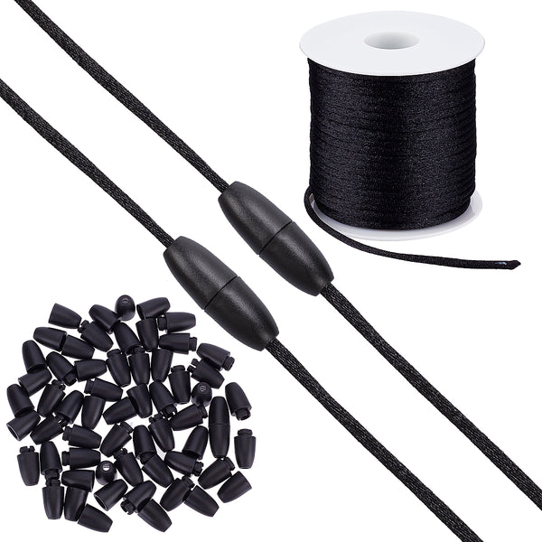 3mm Black nylon cord 5 meters (cord only, safety clasp sold separately)