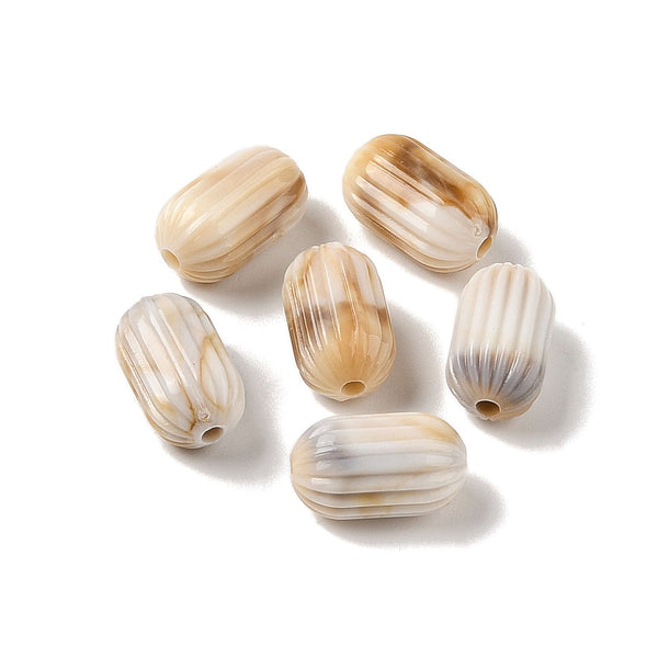 Two tone caramel & cream acrylic colour beads x 10 pieces