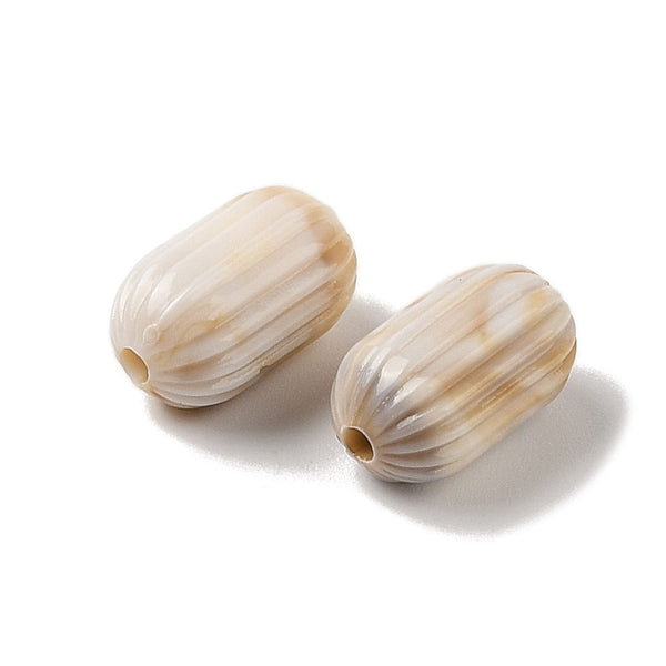 Two tone caramel & cream acrylic colour beads x 10 pieces