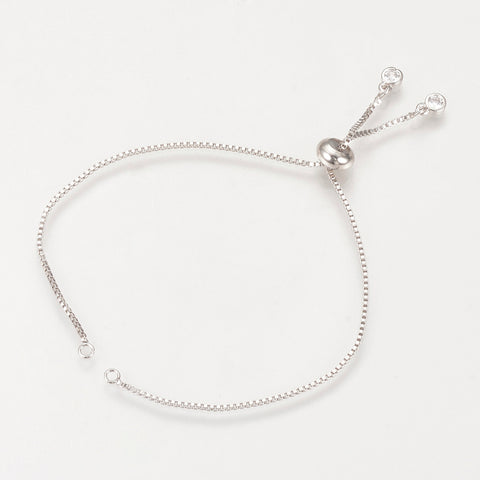 Silver plated open ended slider bracelet  with diamante ends x 1 piece