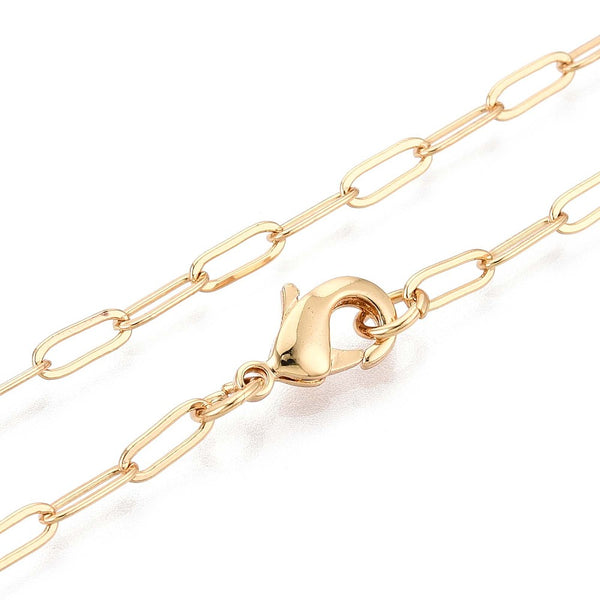 61cm paper clip link gold plated stainless steel necklace  x 1 piece