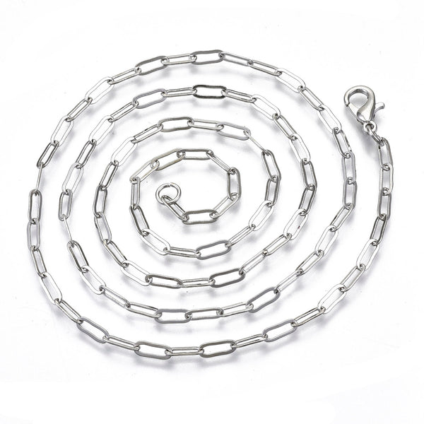 61cm paper clip link genuine platinum plated necklace  x 1 piece