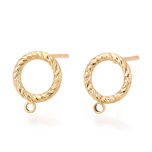 Genuine 1.1cm 18K gold plated twist earring tops x 6 pieces