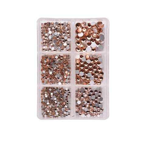 Rose Gold/Bronze  tiny glass rhinestones mixed sizes