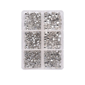 Silver tiny glass rhinestones mixed sizes