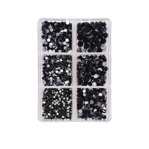 Black tiny glass rhinestones mixed sizes