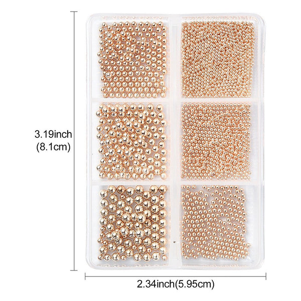 Rose gold stainless steel caviar bead mix sizes pack