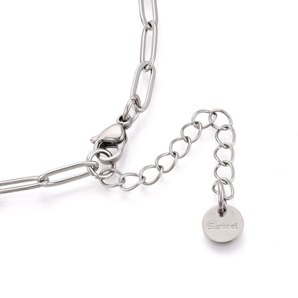 51cm paper clip link silver plated stainless steel necklace  x 1 piece