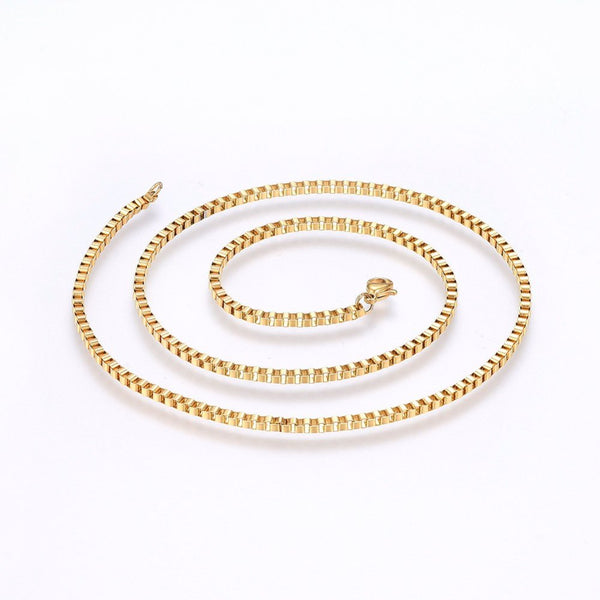 45cm box gold plated stainless steel necklace  x 1 piece