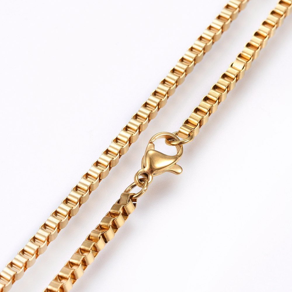 45cm box gold plated stainless steel necklace  x 1 piece