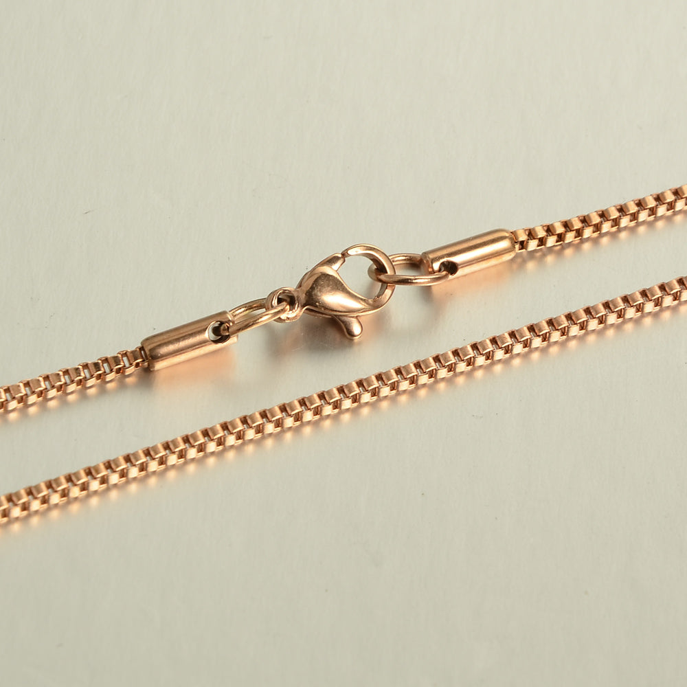60cm box rose gold plated stainless steel necklace  x 1 piece