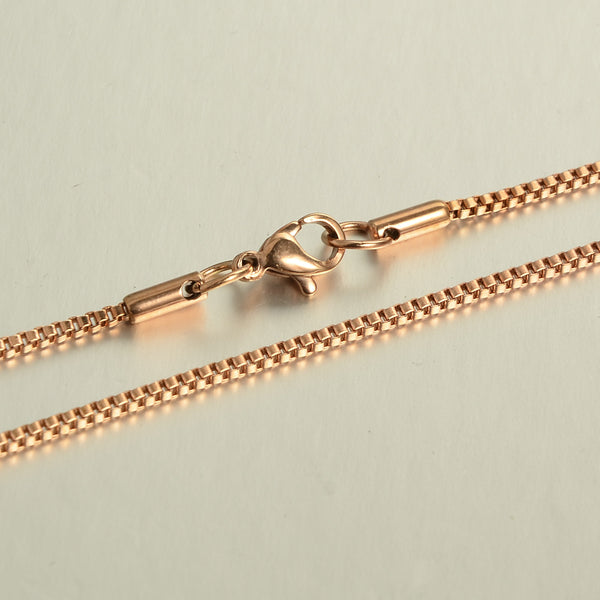 60cm box rose gold plated stainless steel necklace  x 1 piece