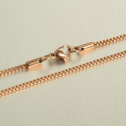 60cm box rose gold plated stainless steel necklace  x 1 piece