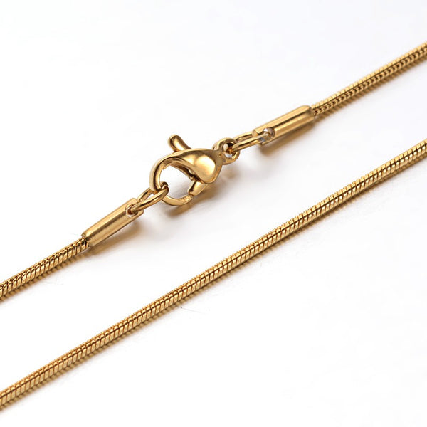 60cm - GOLD plated stainless steel SNAKE chain with lobster clasp x 1 piece