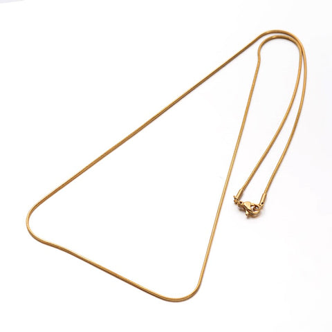 60cm - GOLD plated stainless steel SNAKE chain with lobster clasp x 1 piece