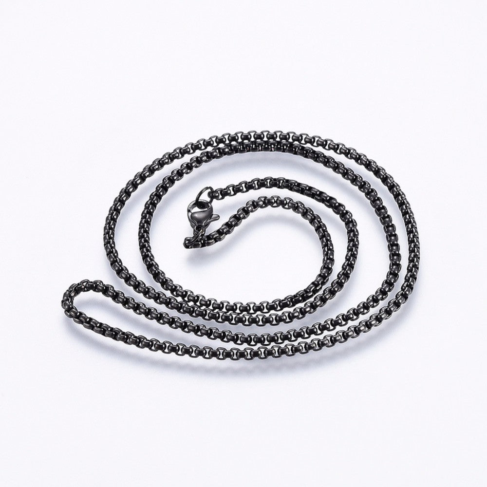 60cm box gunmetal stainless steel necklace  x 1 piece