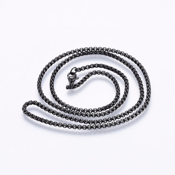 60cm box gunmetal stainless steel necklace  x 1 piece