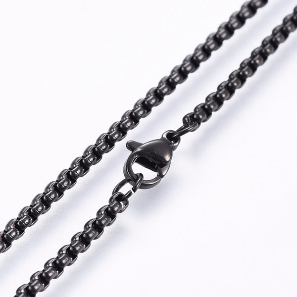 60cm box gunmetal stainless steel necklace  x 1 piece