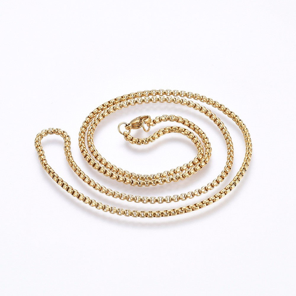 60cm box gold stainless steel necklace  x 1 piece