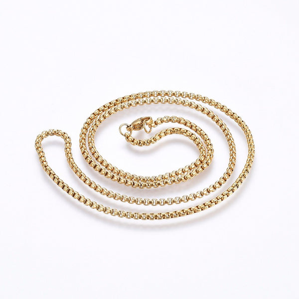 60cm box gold stainless steel necklace  x 1 piece