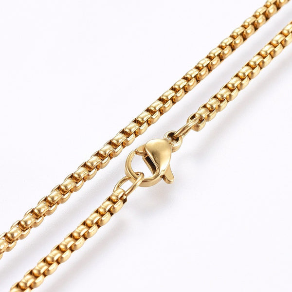60cm box gold stainless steel necklace  x 1 piece