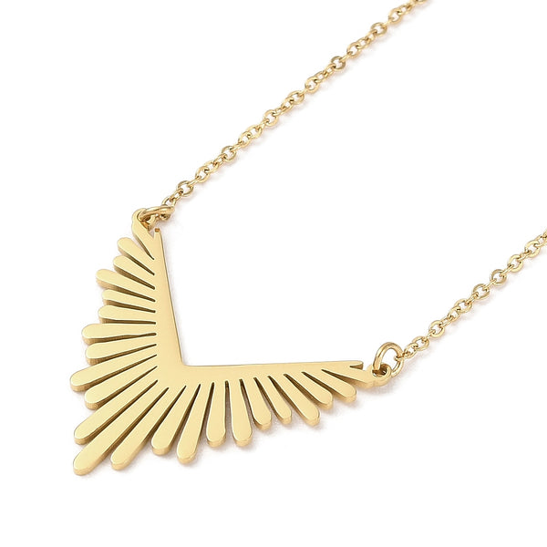 Stainless steel Gold plated art deco pendant necklace x 1