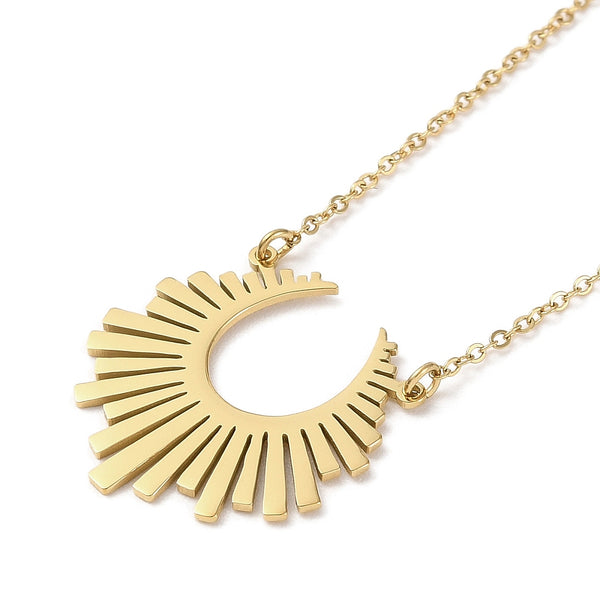 Stainless steel Gold plated art deco pendant necklace x 1