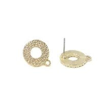 Rattan look gold plated round donut stud tops x 6 pieces