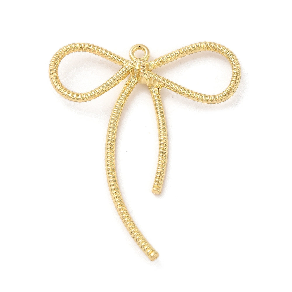 Gold plated texture bow charms x 6