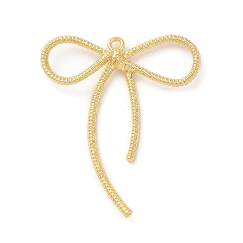Gold plated texture bow charms x 6