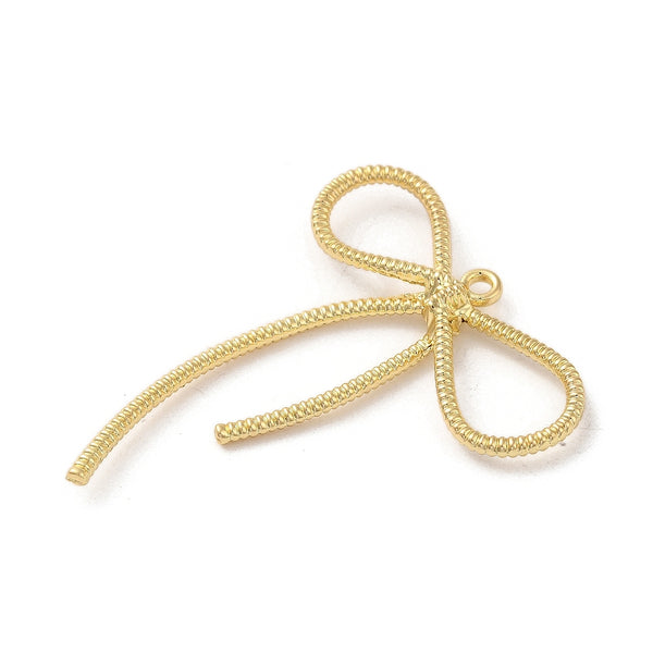 Gold plated texture bow charms x 6