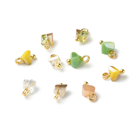 Bulk pack glass charms - 100 pieces - GREEN/YELLOW mix