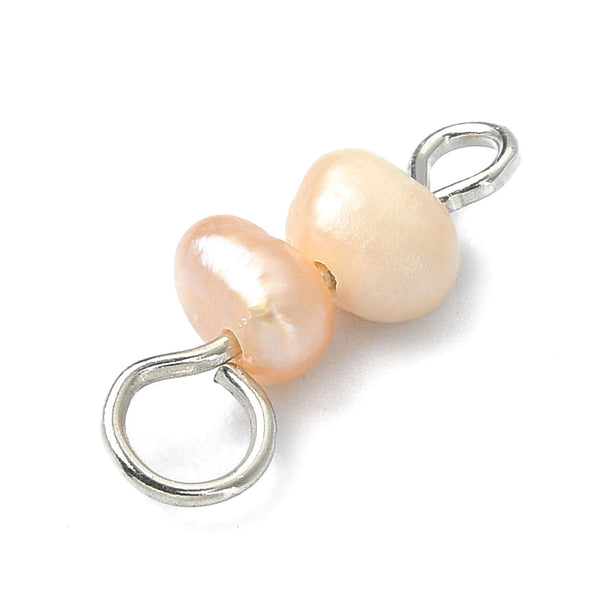 Double pearl beads with loops  - pack of 4 (Copy)