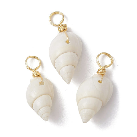 Natural spiral shell charms x 6